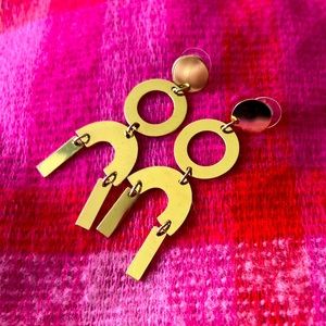 Gold Geometric Shape Dangle Earrings